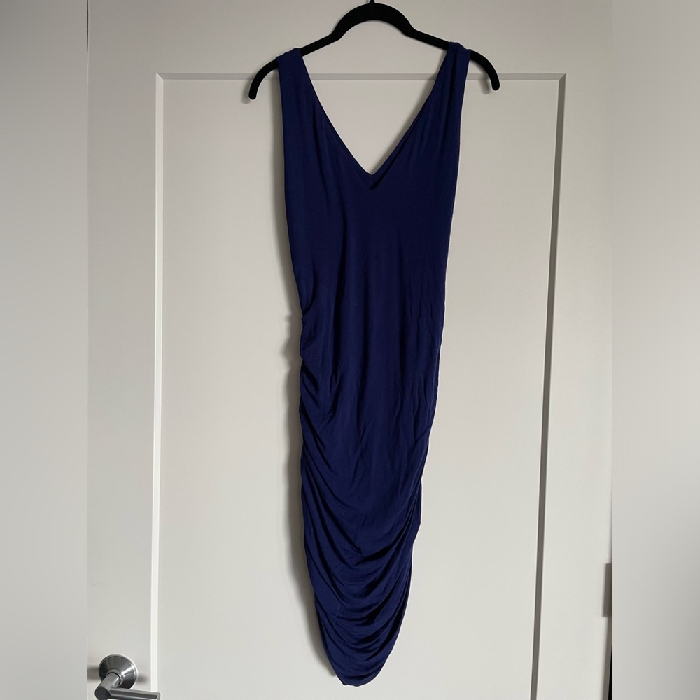 Bailey44 Navy Ruched Vneck Dress - M